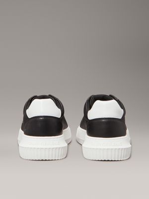 black/bright white leather trainers for men calvin klein jeans