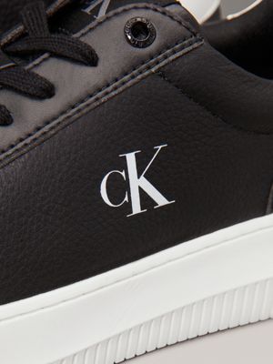 black / bright white leather trainers for men calvin klein jeans