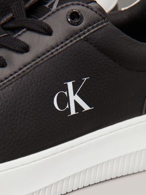 black/bright white leather trainers for men calvin klein jeans