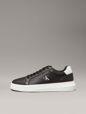 black/bright white leather trainers for men calvin klein jeans