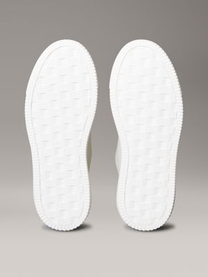 silver birch/cinnamon leather trainers for men calvin klein jeans