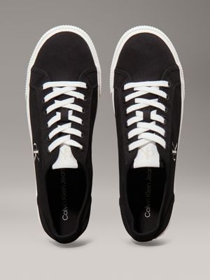 ck black/bright white canvas low profile trainers for men calvin klein jeans