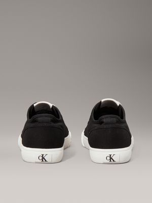 ck black/bright white canvas low profile trainers for men calvin klein jeans