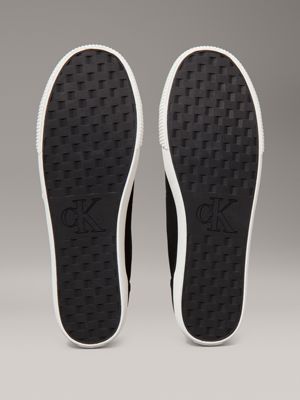 ck black/bright white canvas low profile trainers for men calvin klein jeans