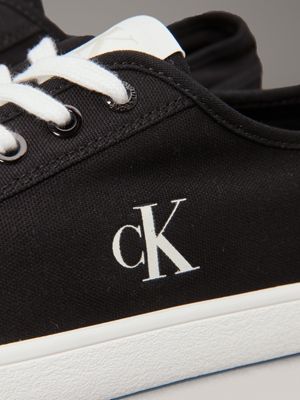 ck black/bright white canvas low profile trainers for men calvin klein jeans