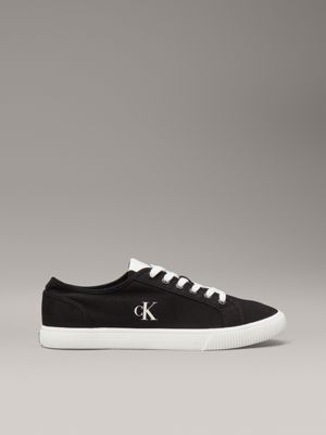 black canvas low profile trainers for men calvin klein jeans