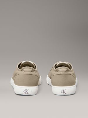 weathered teak/turtle dove/gum canvas low profile trainers for men calvin klein jeans