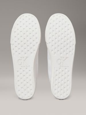 triple bright white canvas low profile trainers for men calvin klein jeans