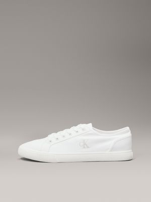 triple bright white canvas low profile trainers for men calvin klein jeans