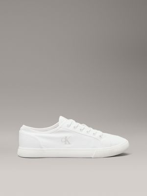 white canvas low profile trainers for men calvin klein jeans