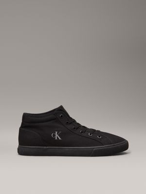 black canvas low profile high-top trainers for men calvin klein jeans