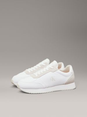 bright white/eggshell canvas trainers for men calvin klein jeans