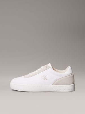bright white/eggshell canvas sneakers voor heren - calvin klein jeans