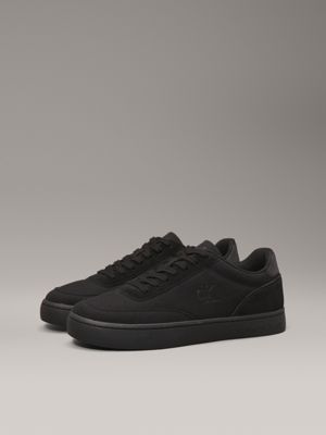 triple black canvas trainers for men calvin klein jeans