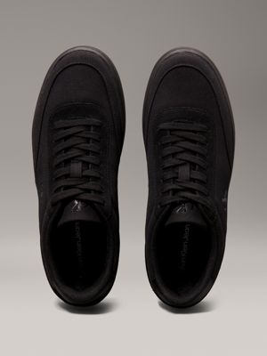 triple black canvas trainers for men calvin klein jeans