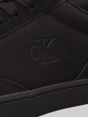 triple black canvas trainers for men calvin klein jeans