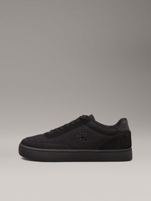 triple black canvas trainers for men calvin klein jeans