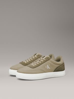 weathered teak/mermaid/eggshell canvas trainers for men calvin klein jeans