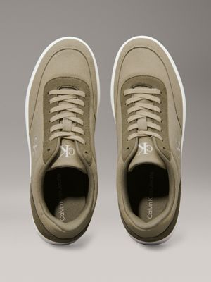 weathered teak/mermaid/eggshell canvas trainers for men calvin klein jeans