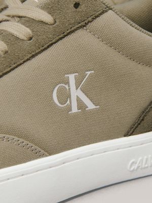 weathered teak/mermaid/eggshell canvas trainers for men calvin klein jeans