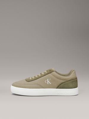 weathered teak/mermaid/eggshell canvas trainers for men calvin klein jeans