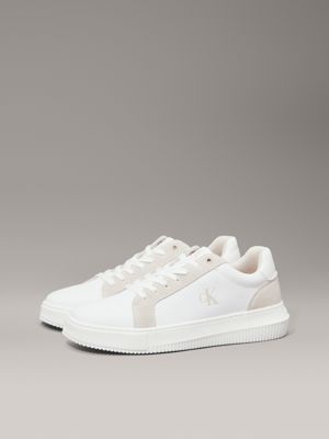 bright white/eggshell canvas trainers for men calvin klein jeans