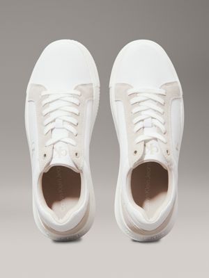 bright white/eggshell canvas trainers for men calvin klein jeans