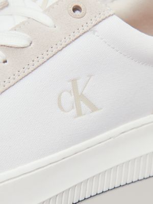 bright white/eggshell canvas trainers for men calvin klein jeans