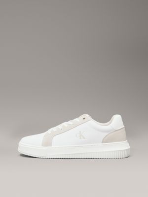 bright white/eggshell canvas trainers for men calvin klein jeans