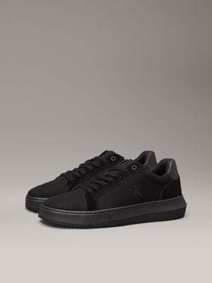 triple black canvas trainers for men calvin klein jeans