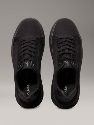 triple black canvas trainers for men calvin klein jeans