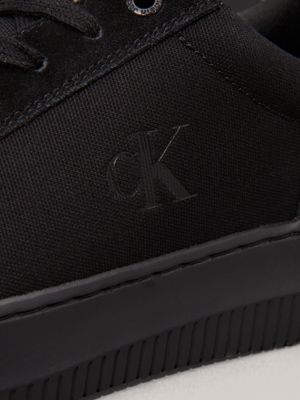 triple black canvas trainers for men calvin klein jeans