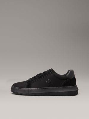 triple black canvas trainers for men calvin klein jeans