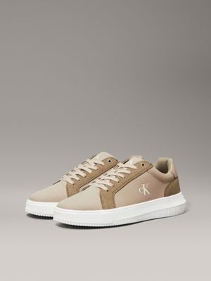 weathered teak/mermaid/eggshell canvas trainers for men calvin klein jeans