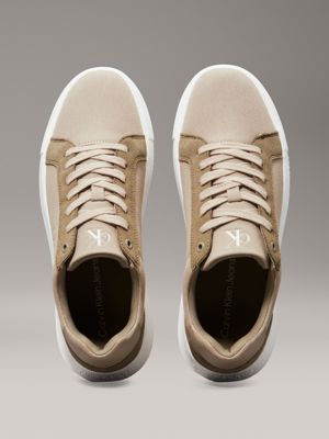 weathered teak/mermaid/eggshell canvas trainers for men calvin klein jeans