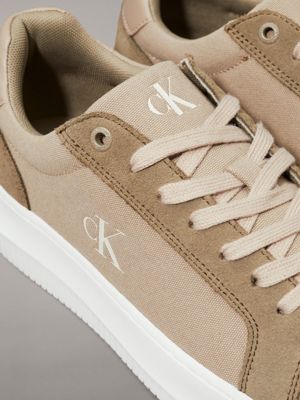 weathered teak/mermaid/eggshell canvas trainers for men calvin klein jeans