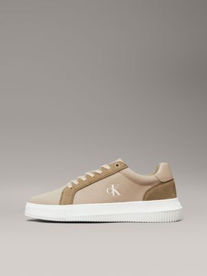 weathered teak/mermaid/eggshell canvas trainers for men calvin klein jeans