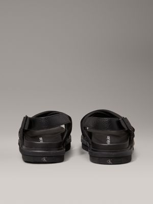 triple black canvas sandals for men calvin klein jeans