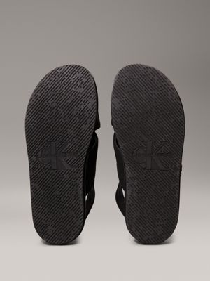 triple black canvas sandals for men calvin klein jeans