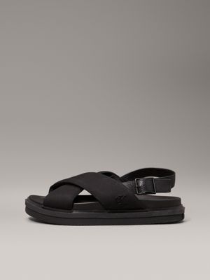 triple black canvas sandals for men calvin klein jeans