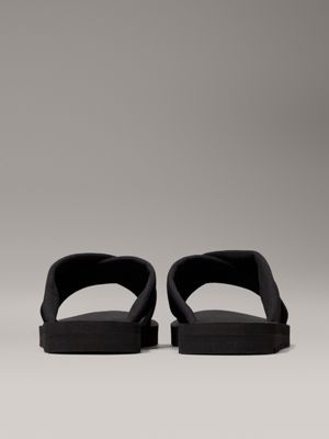 triple black canvas sandals for men calvin klein jeans