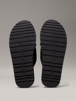 triple black canvas sandals for men calvin klein jeans
