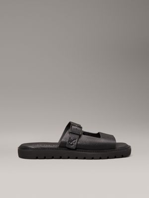 black leather sandals for men calvin klein jeans