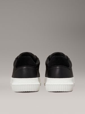 black/bright white leren sneakers voor heren - calvin klein jeans
