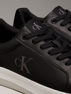 black/bright white leren sneakers voor heren - calvin klein jeans