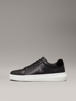 black/bright white leren sneakers voor heren - calvin klein jeans