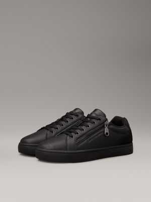 triple black leather trainers for men calvin klein jeans