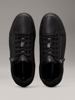 triple black leather trainers for men calvin klein jeans