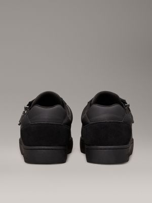 triple black leather trainers for men calvin klein jeans