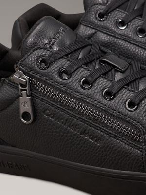 triple black leather trainers for men calvin klein jeans